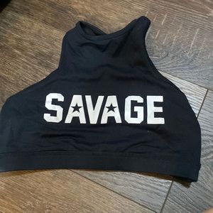 Black savage barbell sports bra
